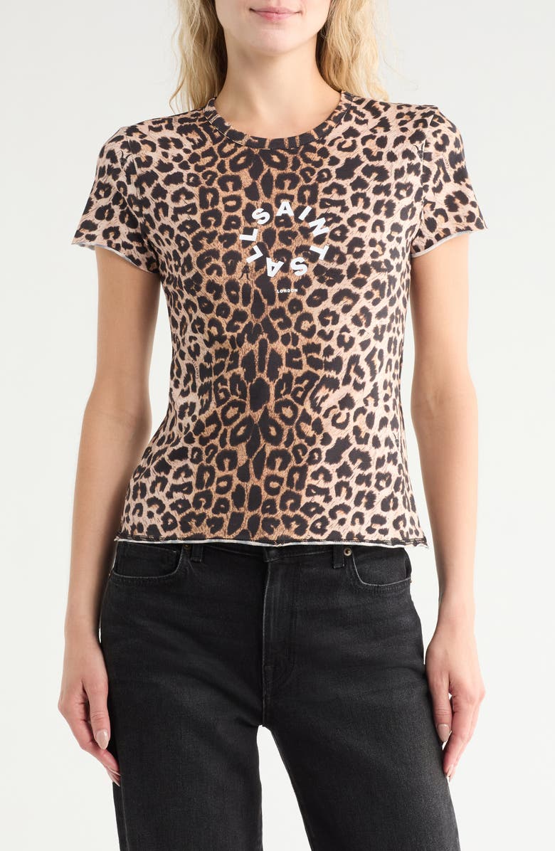 AllSaints Tiepo Bela Graphic T-Shirt, Main, color, Leopard Brown