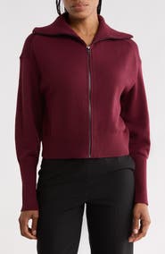 DKNY Wide Collar Zip Cardigan