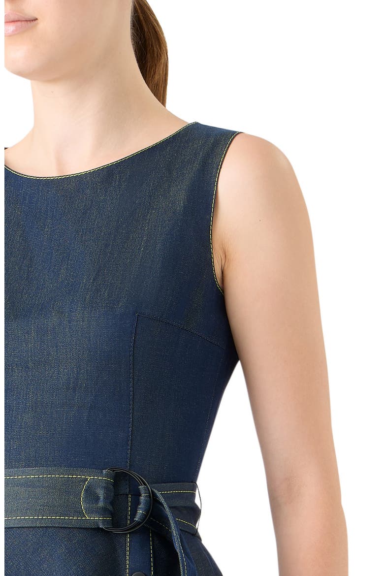Sleeveless Denim A-Line Dress, Alternate, color, DARK-BLUE LEMON DENIM