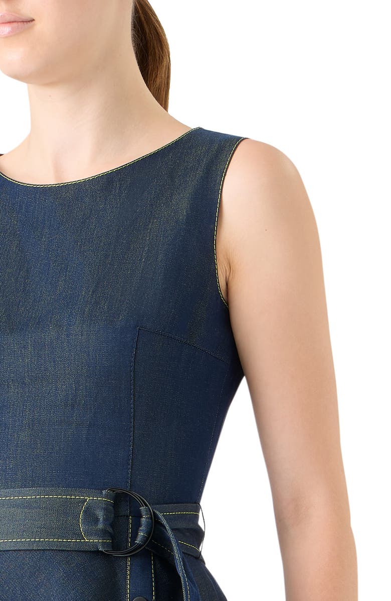 Akris punto Sleeveless Denim A-Line Dress, Alternate, color, Dark-Blue Lemon Denim