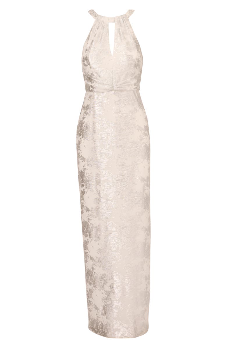 Adrianna Papell Foil Floral Embroidered Column Gown, Alternate, color, 