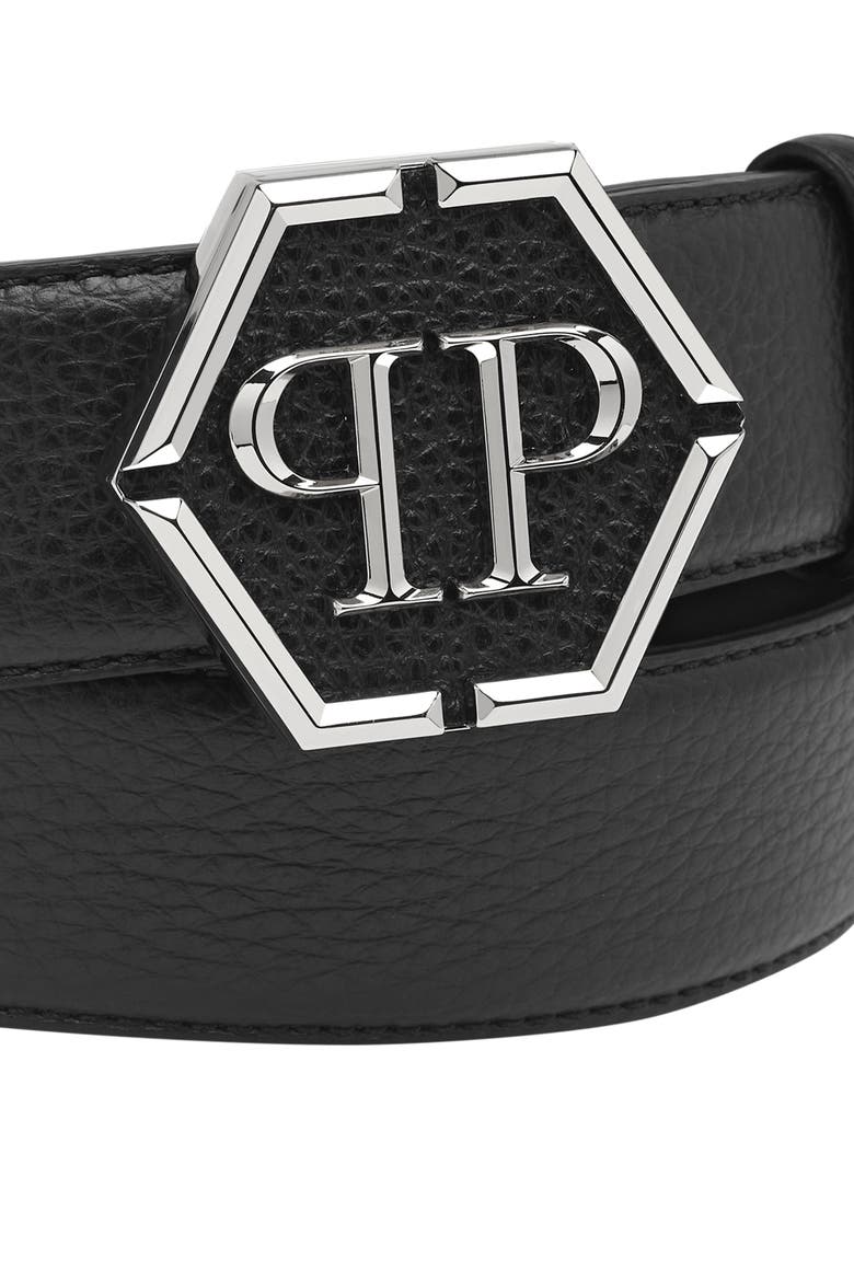 Leather Belt Hexagon Men, Alternate, color, black