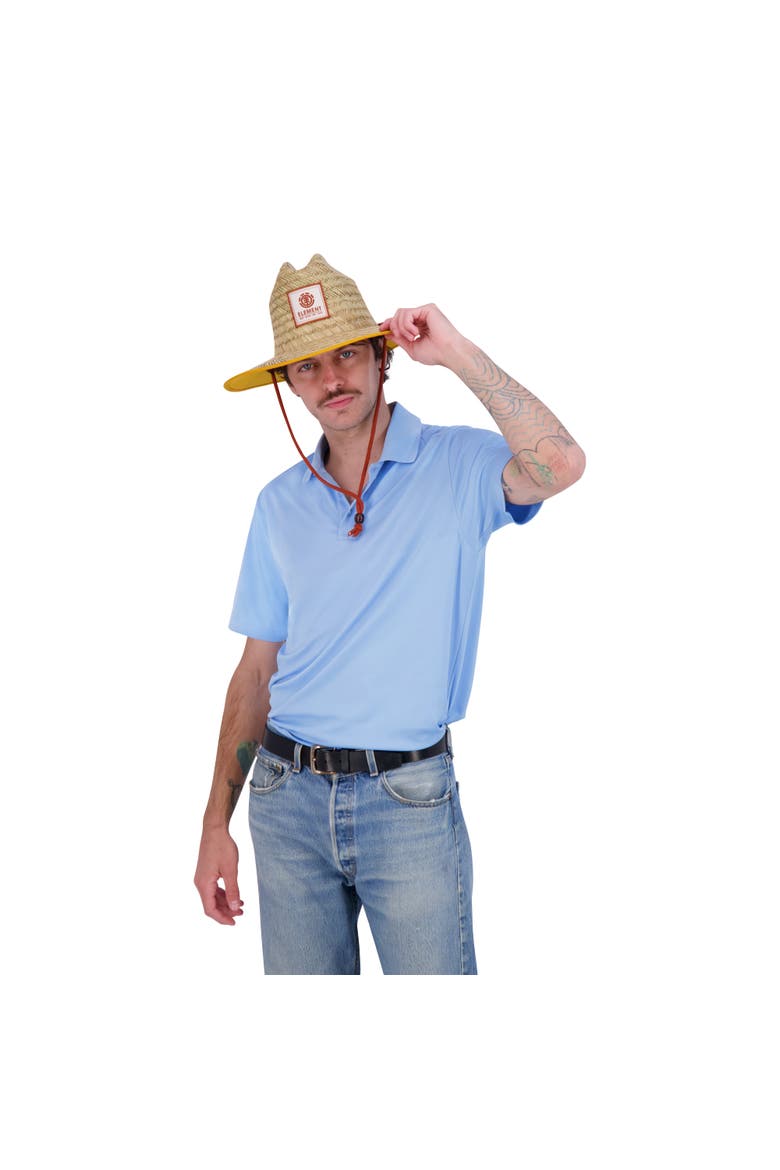 Woven Seagrass Lifeguard Hat with Solid Under Brim & Chin Cord, Alternate, color, ORANGE