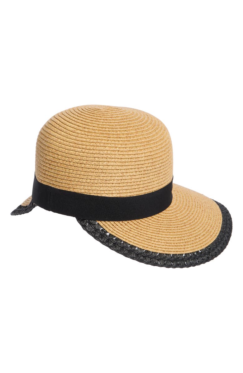 Nine West Crochet Trim Floppy Hat, Alternate, color, Heather Tan