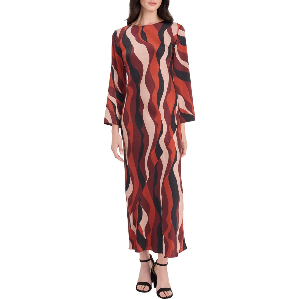 Donna Morgan For Maggy Long Sleeve Maxi Dress In Multi