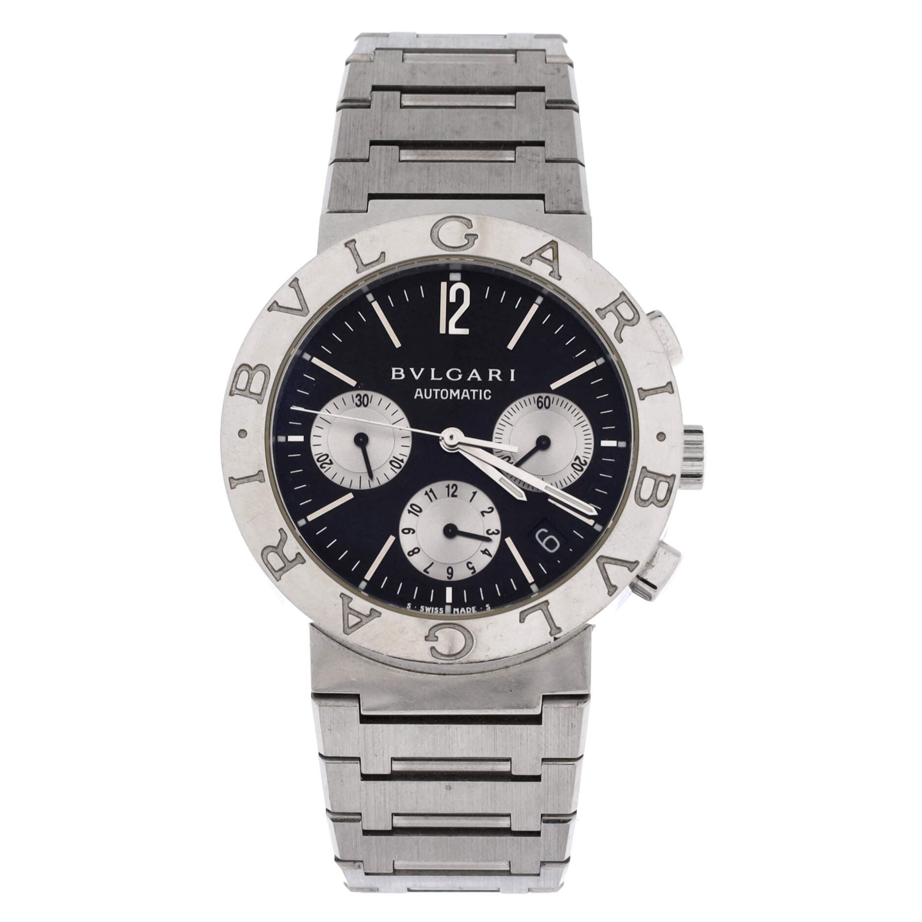 Bvlgari Bvlgari Chronograph Automatic Watch Stainless Steel 38, Main, color, Metallic Silver