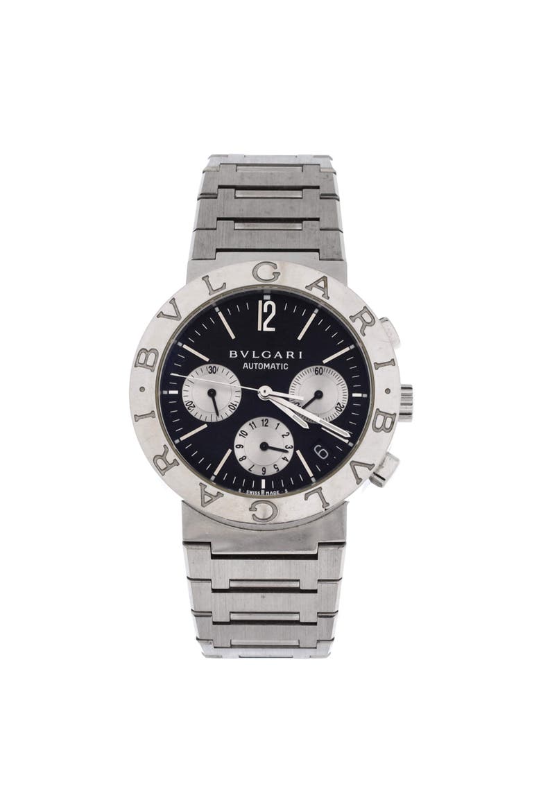 Bvlgari Bvlgari Chronograph Automatic Watch Stainless Steel 38, Main, color, Metallic Silver