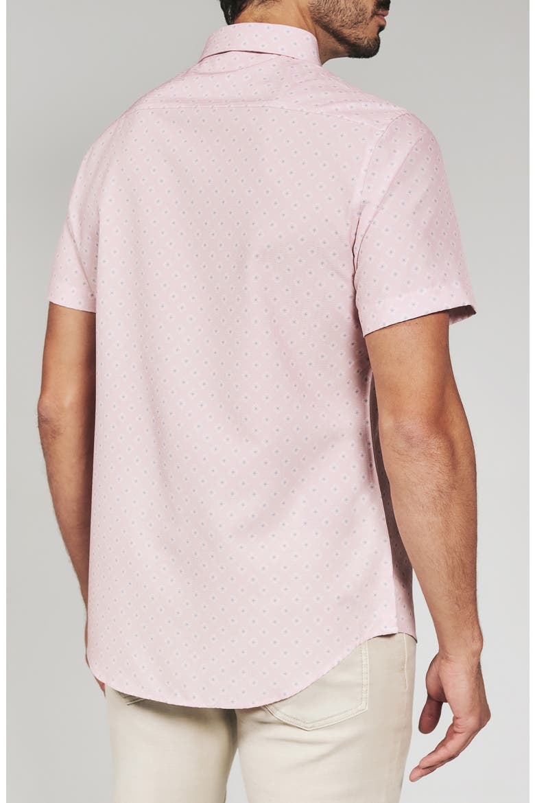 Kanan Diamond Print Short Sleeve Stretch Seersucker Button-Up Shirt, Alternate, color, ROSE