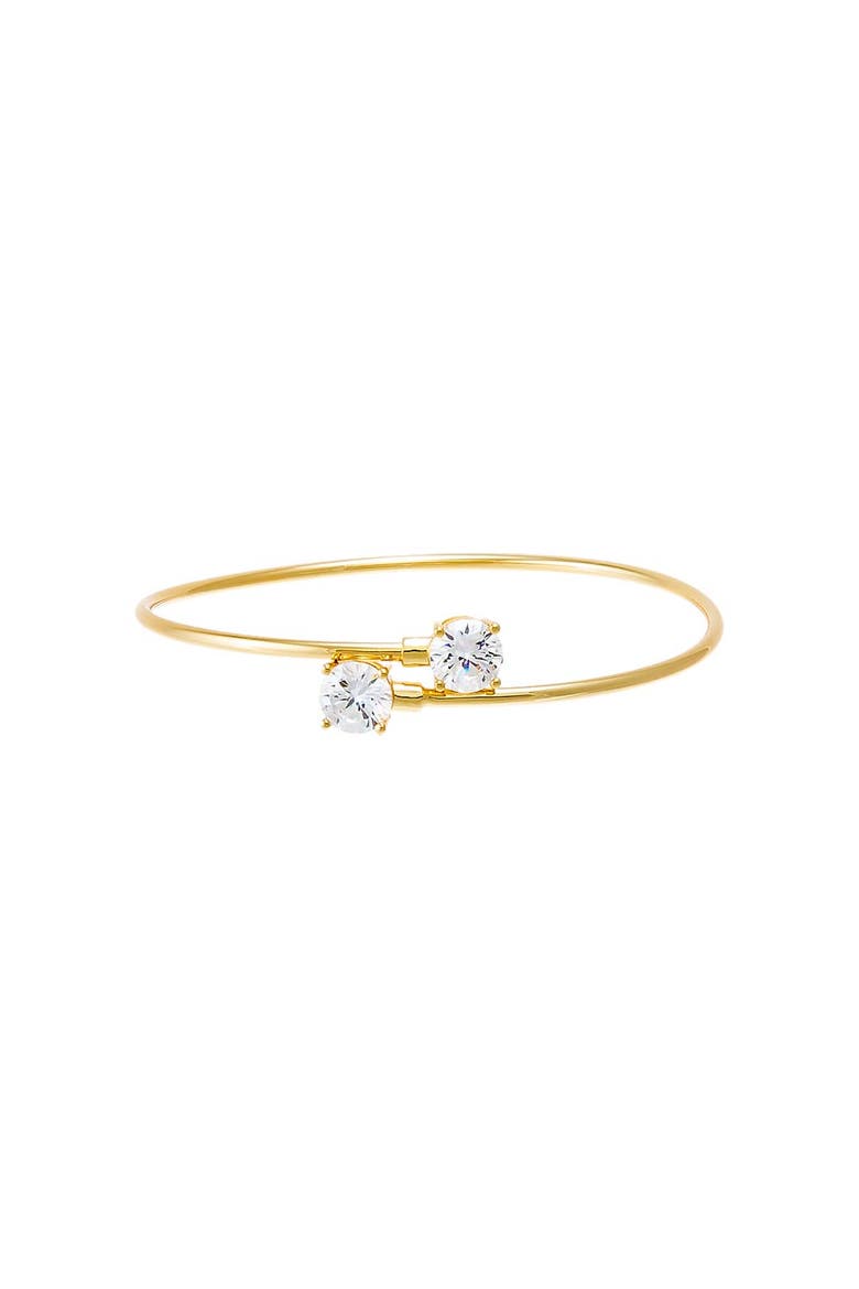 Double CZ Solitaire Criss Cross Bangle Bracelet, Main, color, Gold