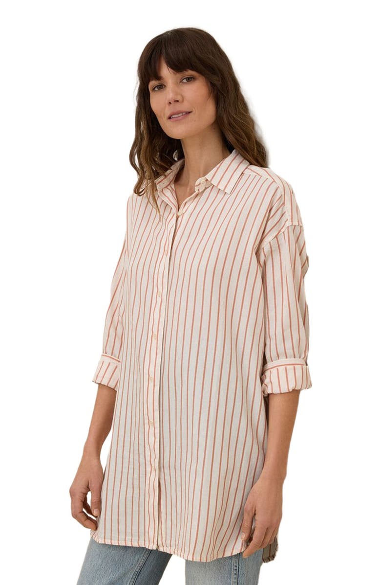 Pact Organic Cotton Sunset Lightweight Cotton Oversized Shirt, Alternate, color, Zuma Stripe