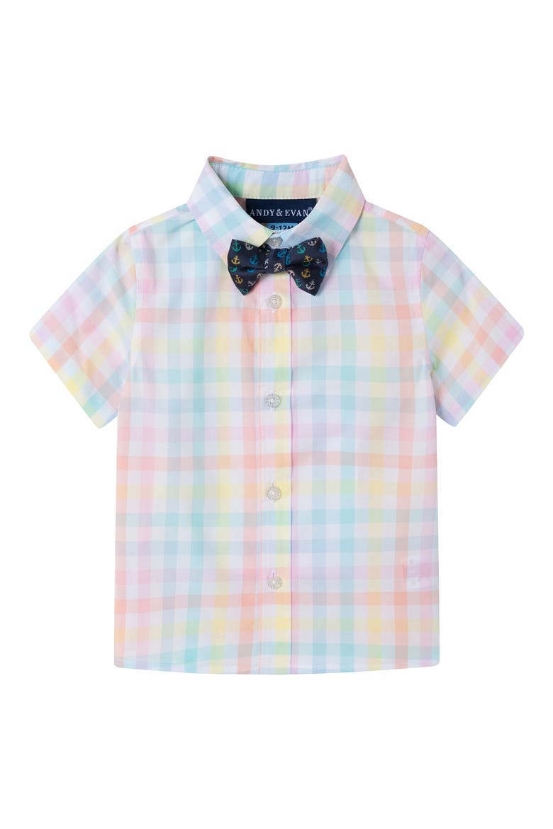 3-Piece Plaid Shirt, Shorts & Bow Tie Set, Alternate, color, YELLOW PLAID
