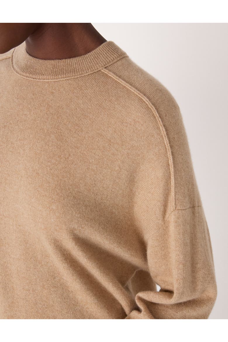Cashmere Seam Detail Crew Sweater, Alternate, color, Camel