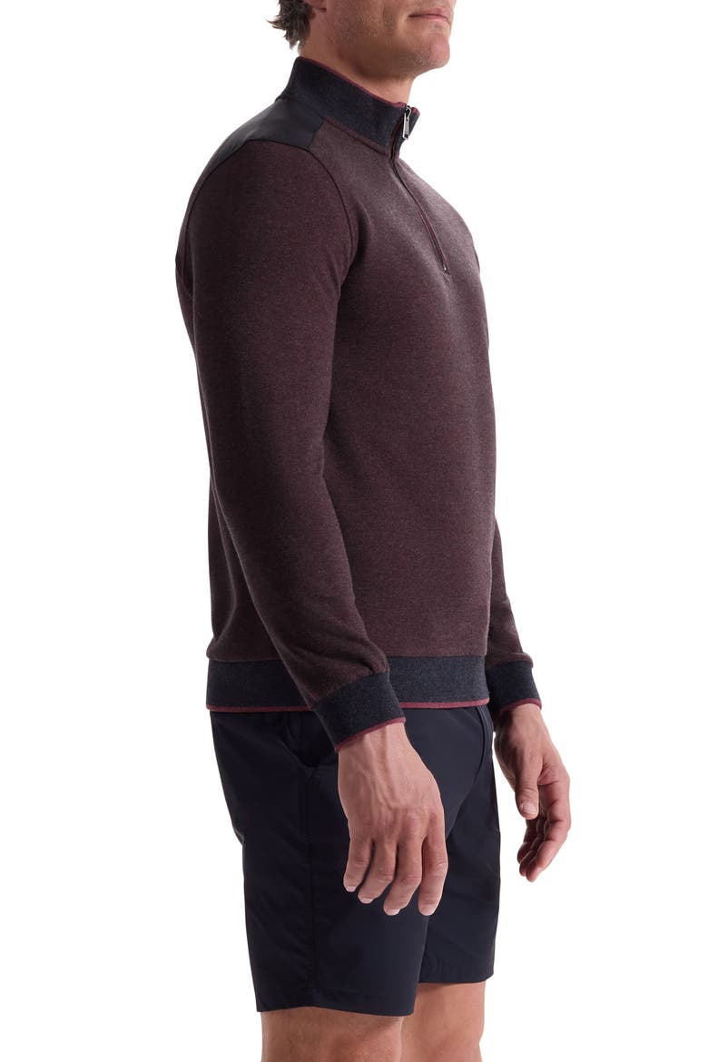 Mélange Quarter Zip Top, Alternate, color, BURGUNDY