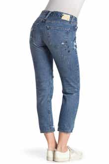 AG Ex-Boyfriend Distressed Slim Crop Jeans