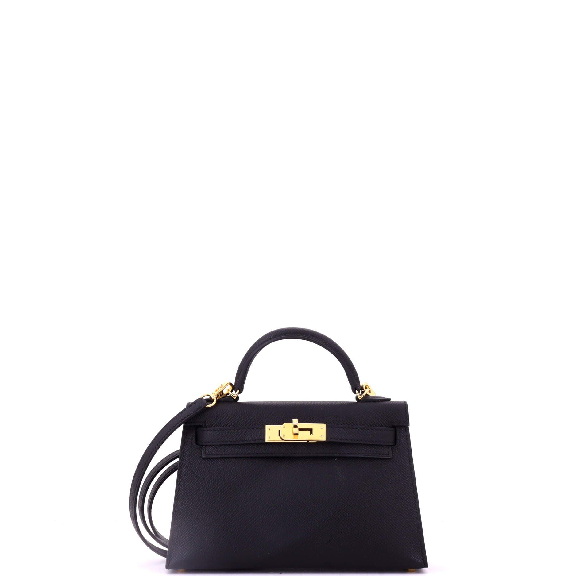 Pre-Owned Hermes Kelly Mini II Bag Black Epsom with Gold Hardware 20, Main, color, Noir