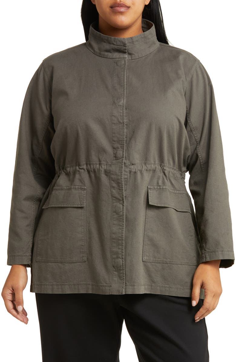 Eileen Fisher Stand Collar Organic Cotton Blend Jacket, Alternate, color, 
