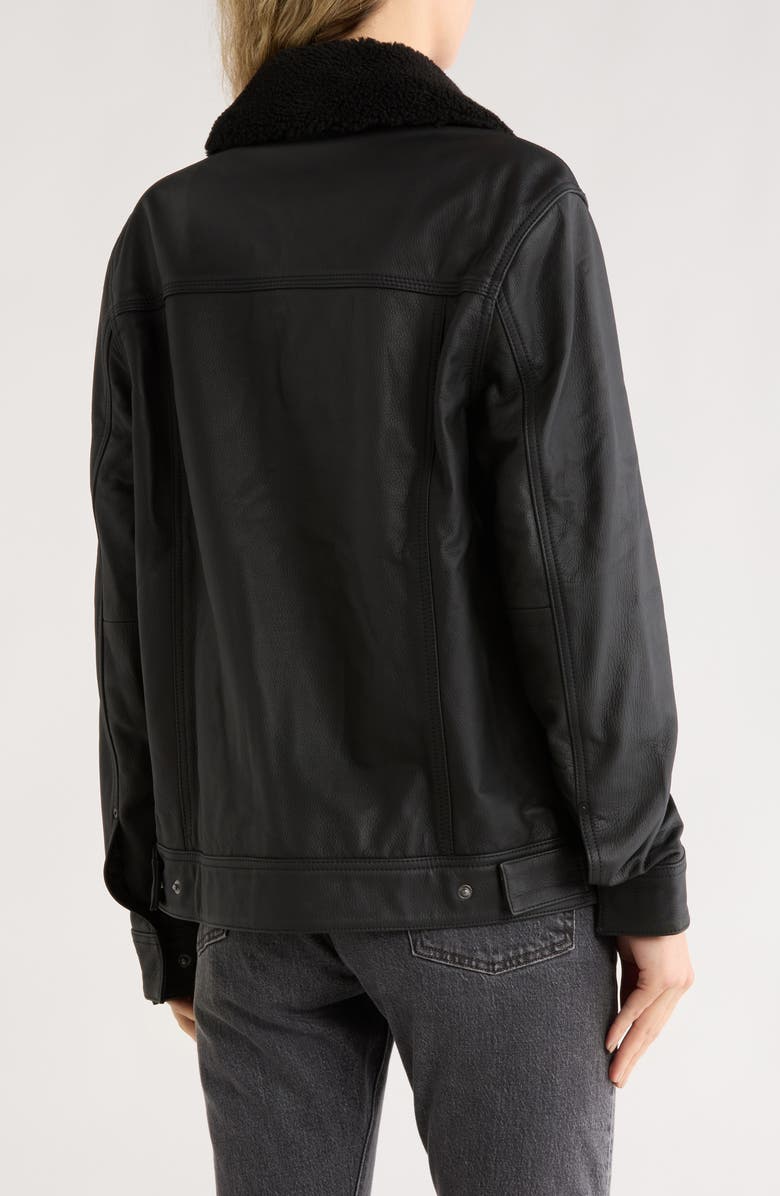 PAIGE Pedro Leather Trucker Jacket with Removable Genuine Shearling Collar, Alternate, color, Black
