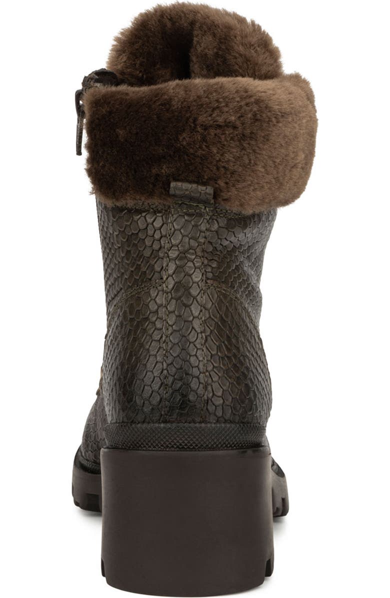 VINTAGE FOUNDRY Regina Faux Fur Trimmed Snake Embossed Boot, Alternate, color, Army Green