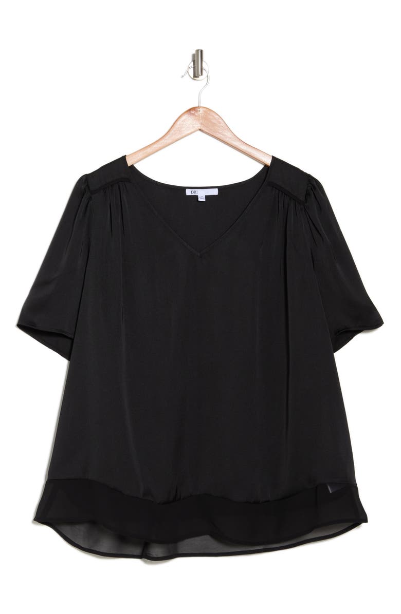 DR2 by Daniel Rainn Short Sleeve Sateen Blouse, Alternate, color, 