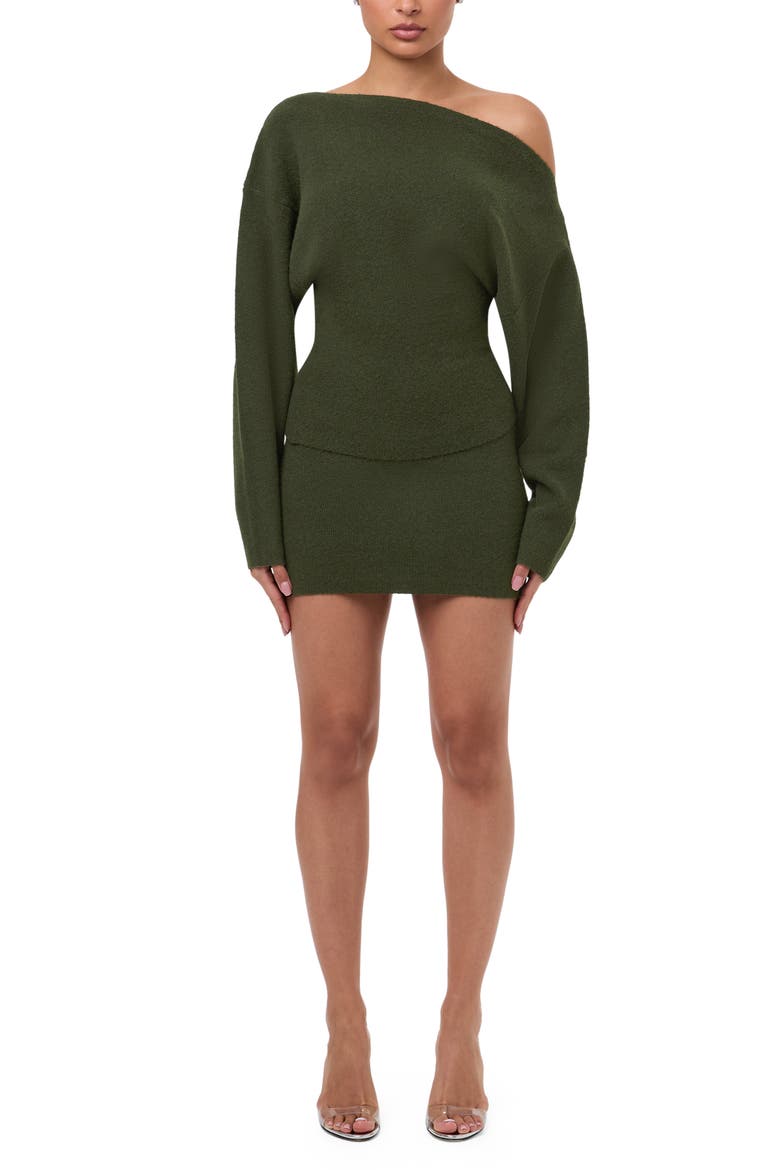 One-Shoulder Sweater, Alternate, color, FOREST GREEN