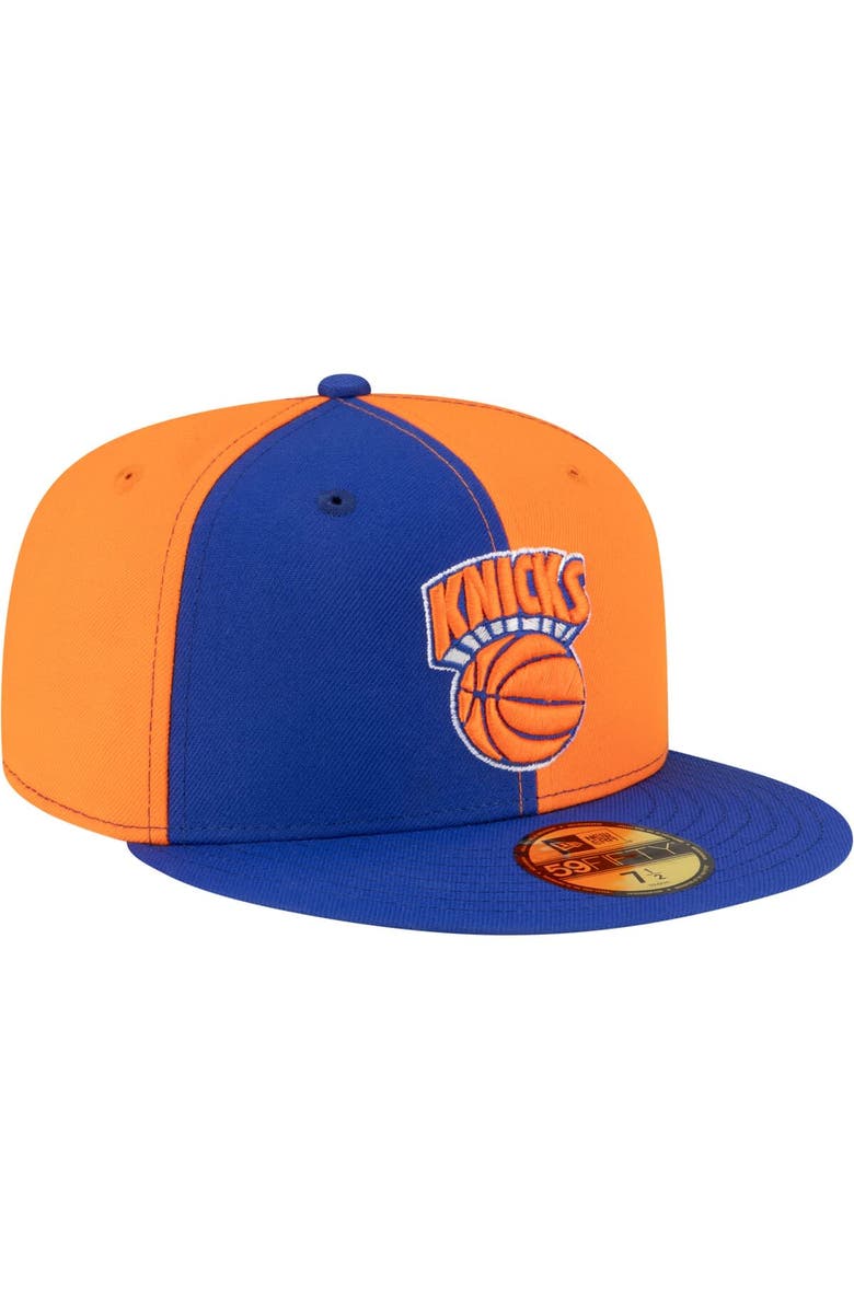 New Era Men's New Era Orange/Blue New York Knicks 80s Throwback Pinwheel 59FIFTY Fitted Hat, Alternate, color, Orange