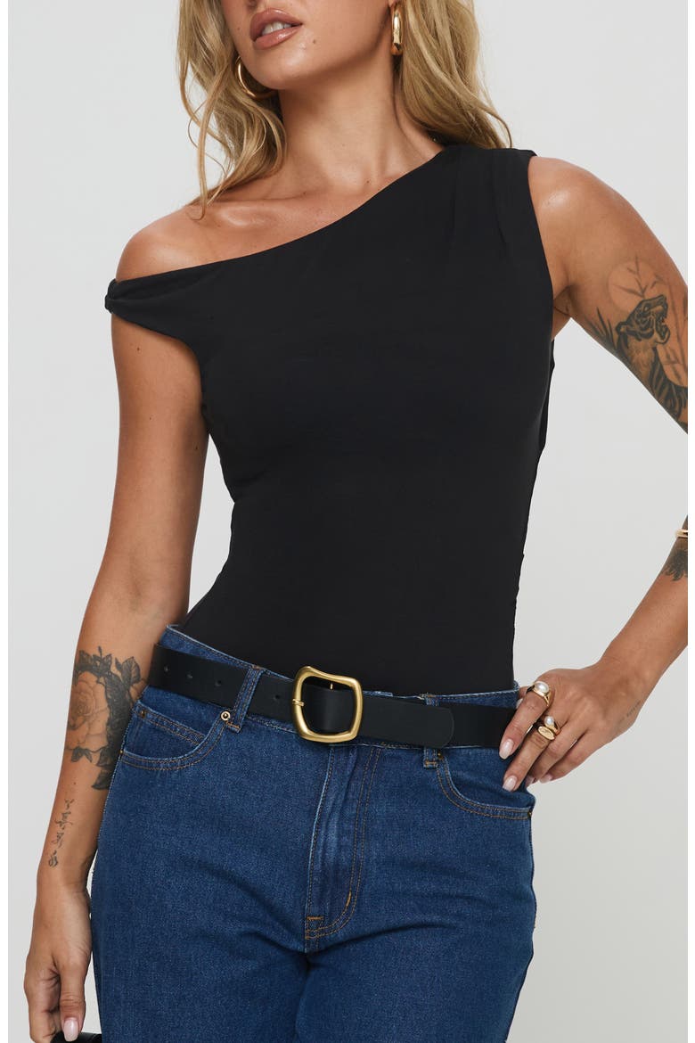 Miyako One-Shoulder Bodysuit, Main, color, BLACK