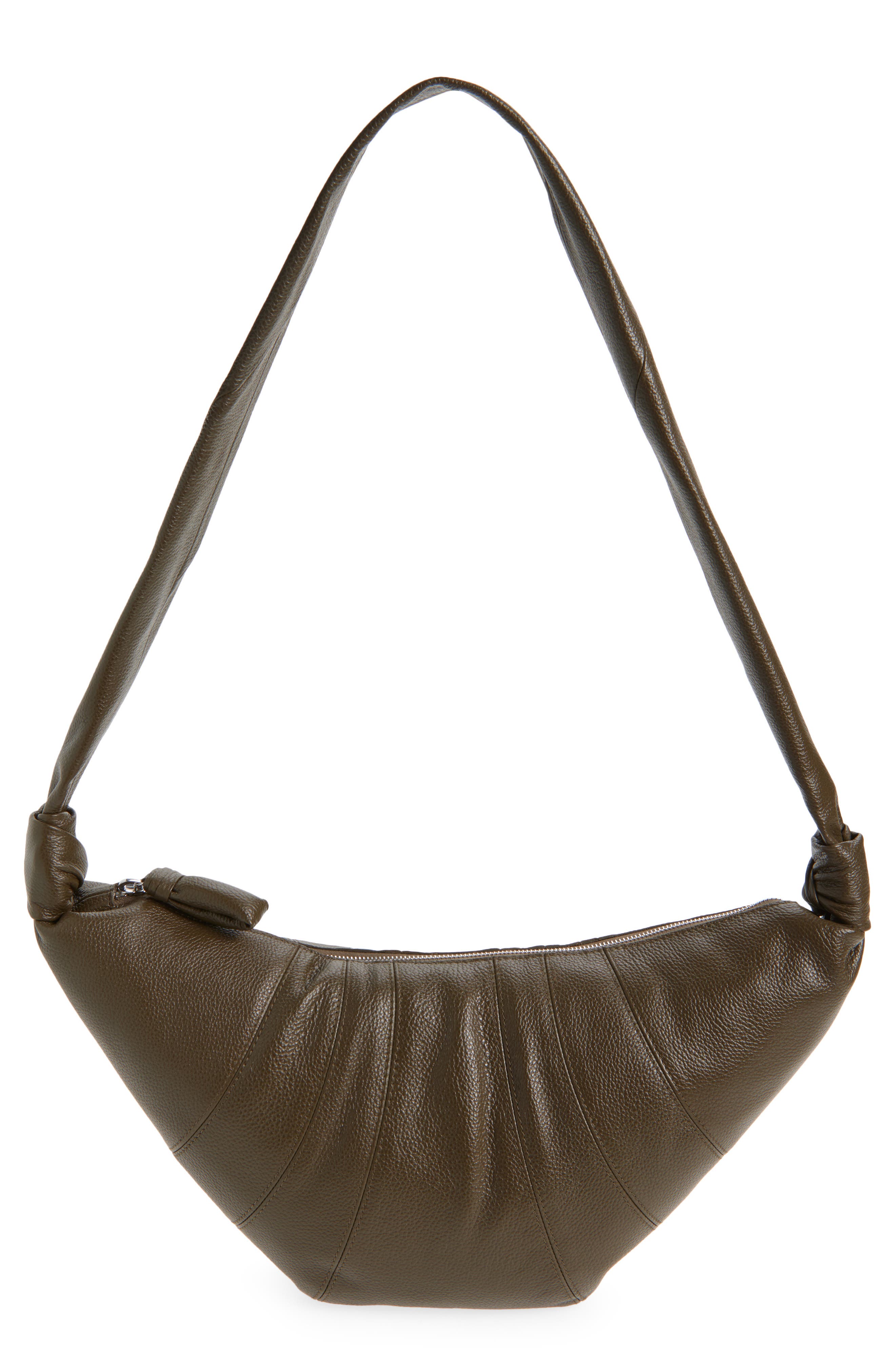 Lemaire Medium Croissant Leather Shoulder Bag, Main, color, Dark Olive
