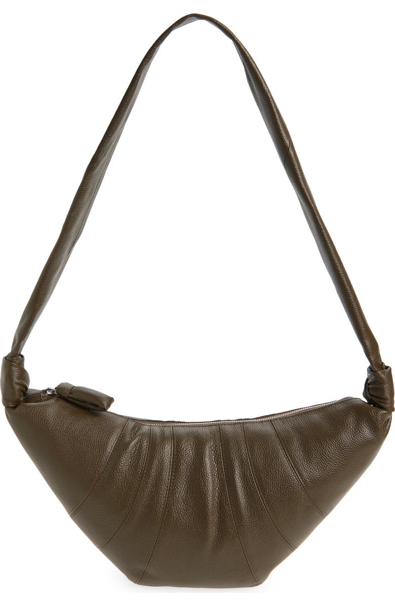 Lemaire Medium Croissant Leather Shoulder Bag, Main, color, Dark Olive