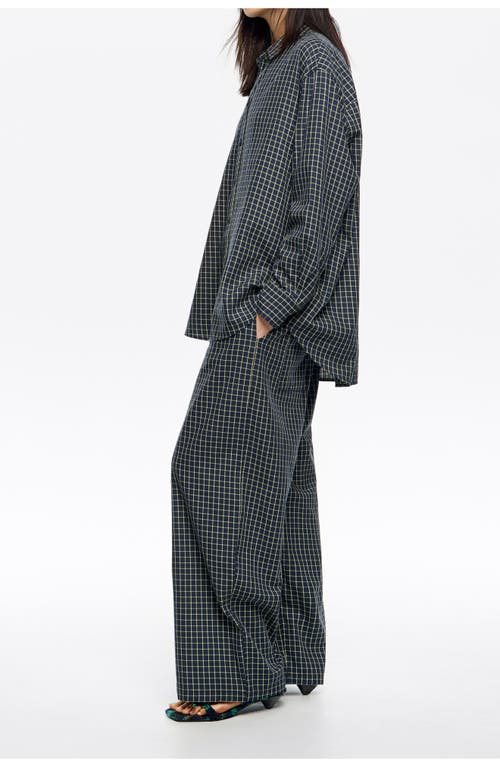 Bimba Y Lola Checked Elasticated Waist Trousers In Blue