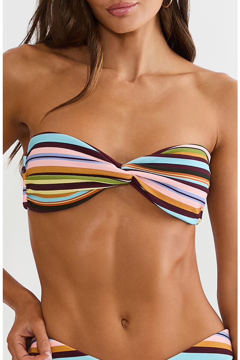 Juno Twisted Bandeau Bikini Top, Main, color, PARADISE STRIPE