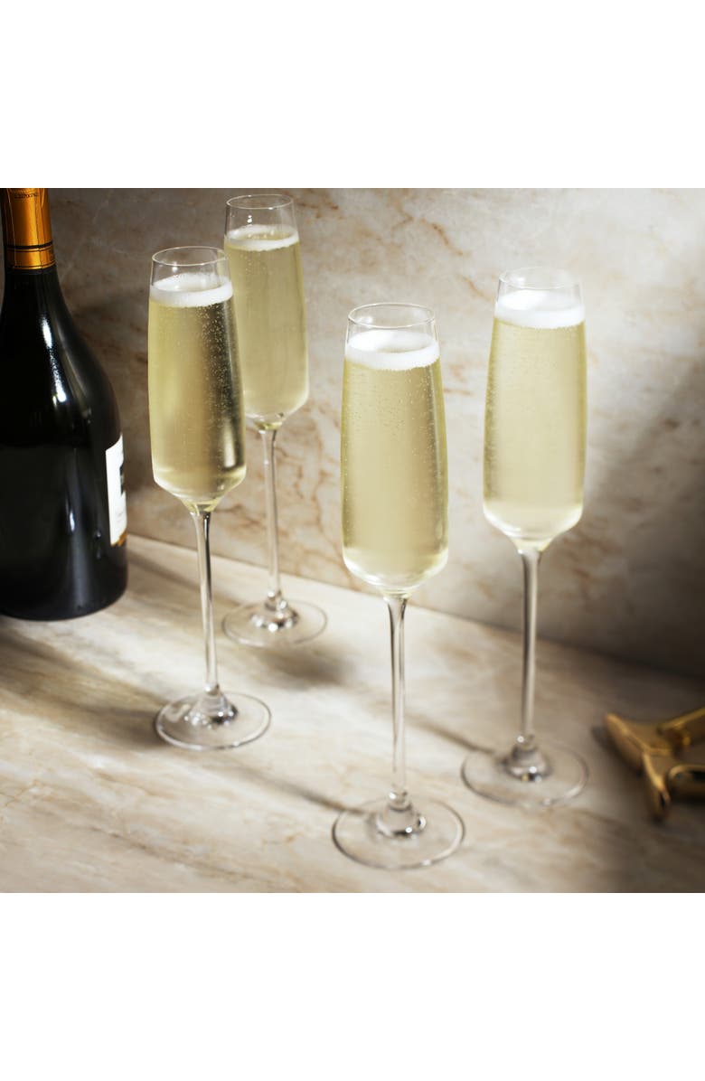 Viski Reserve Julien Crystal Champagne Flutes Set of 4, Alternate, color, Clear