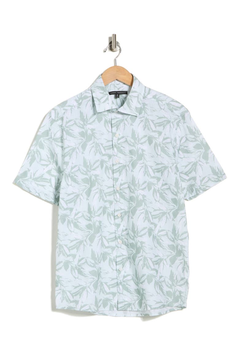 Hewitt Cotton Button-Up Shirt, Alternate, color, AQUA GREEN