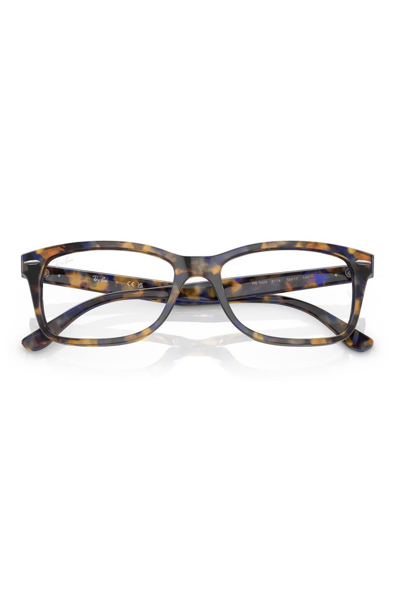 55mm Square Optical Glasses, Alternate, color, BLUE HAVANA