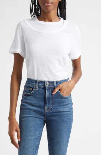 Veronica Beard Damian Ruched Double Collar T-Shirt