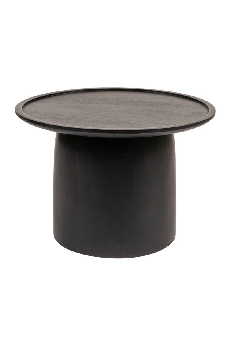 Round Accent Table with Tapered Drum Base, Main, color, Black