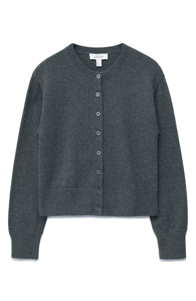 & Other Stories Crewneck Wool & Cotton Cardigan, Alternate, color, Grey Dark