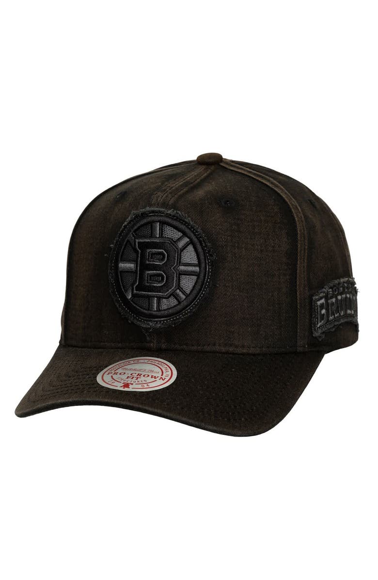 Mitchell 
Ness Men
s Mitchell 
Ness  Black Boston Bruins Downtown Snow Wash Pro-Crown Adjustable Hat, Main, color, Black