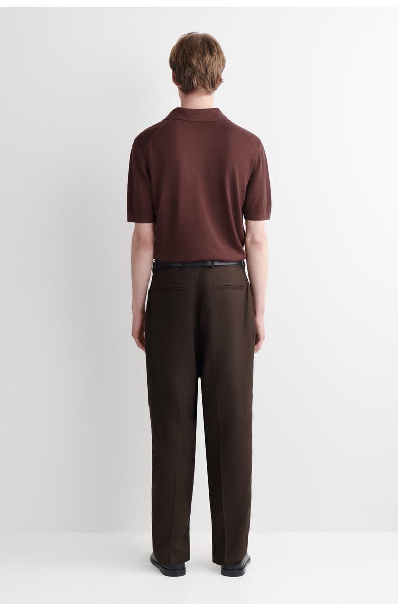 COS Relaxed Linen Tapered Pants, Alternate, color, Dark Brown