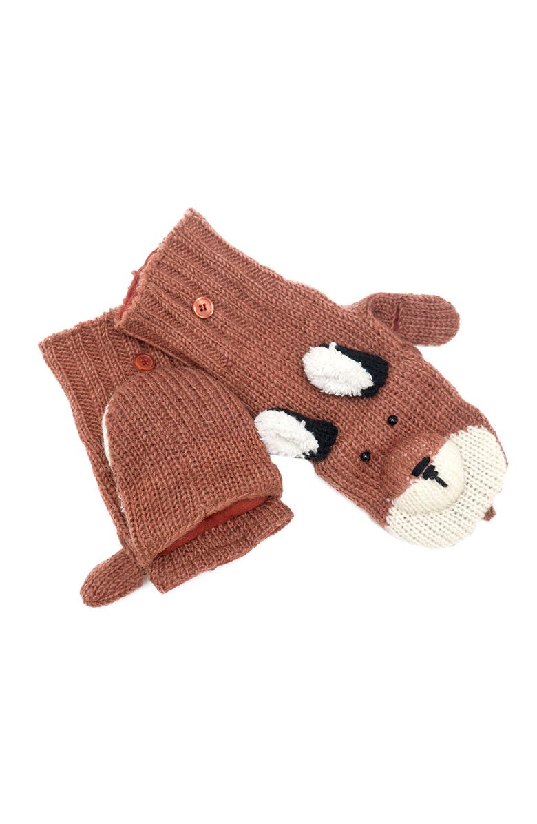 Nirvanna Designs Fox Cover Mittens, Main, color, Brown
