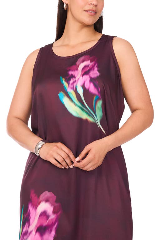 Vince Camuto Floral Print Sleeveless Maxi Dress In Brown