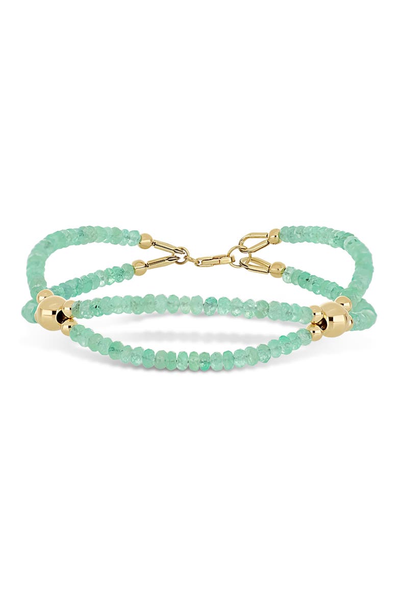 14K Gold Iris Emerald Beaded Line Bracelet, Main, color, YELLOW GOLD