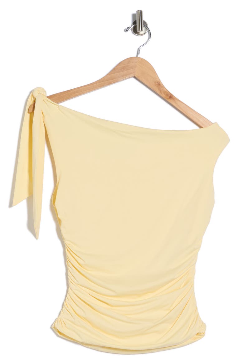 Bow One-Shoulder Ruched Top, Alternate, color, BUTTER YELLOW