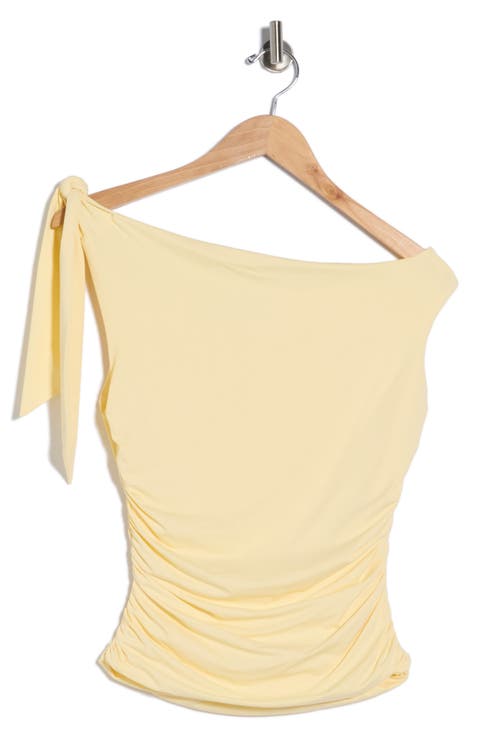 Bow One-Shoulder Ruched Top