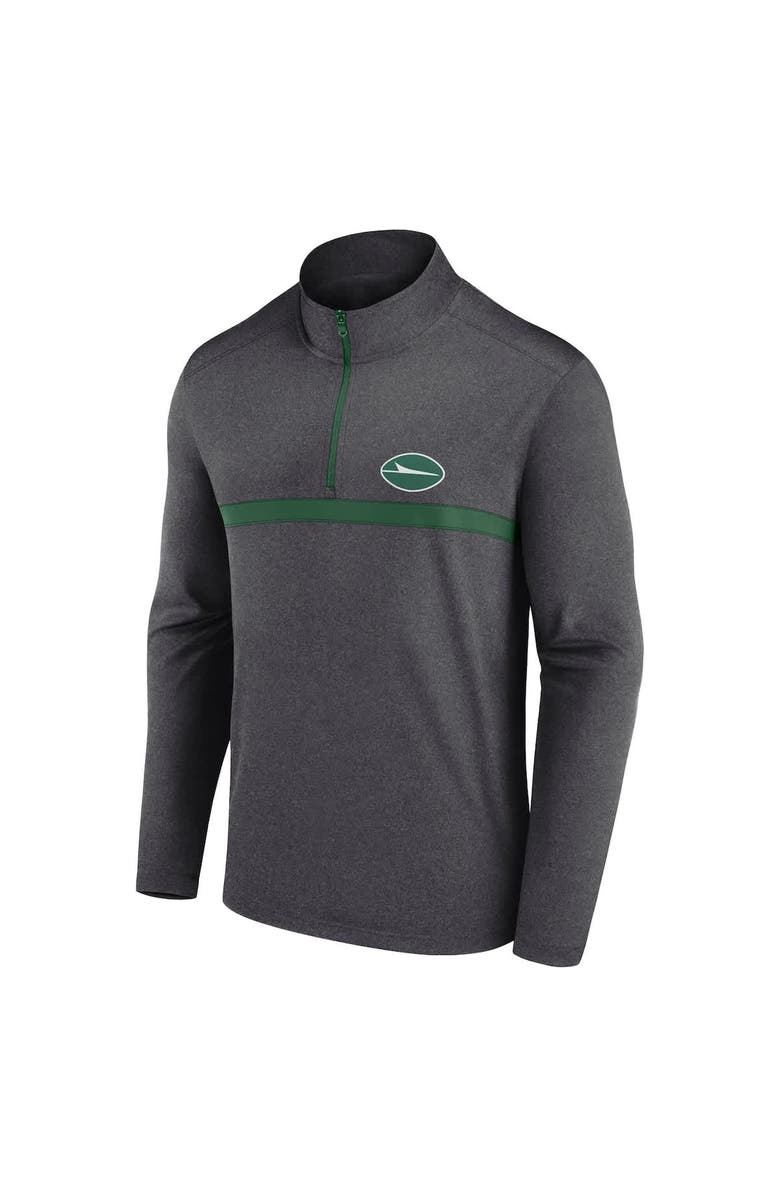 FANATICS Men's Fanatics Green New York Jets Head-to-Head Quarter-Zip Top, Alternate, color, Heather Charcoal