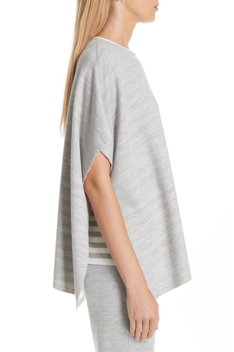 Knit Reversible Poncho, Alternate, color, MID GREY MELANGE/ CREAM