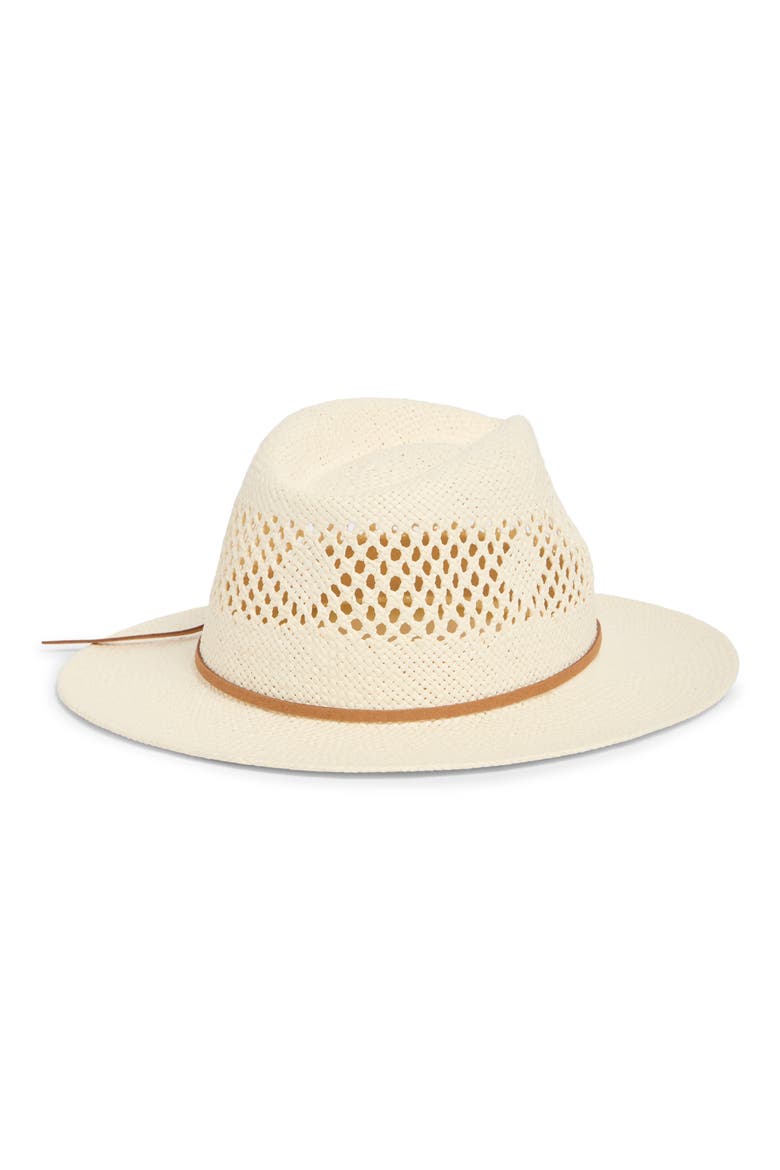 Packable Straw Fedora, Alternate, color, IVORY