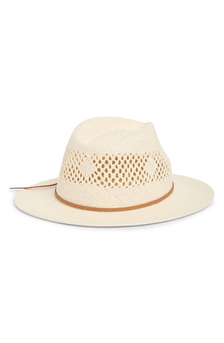 Nordstrom Packable Straw Fedora, Alternate, color, Ivory