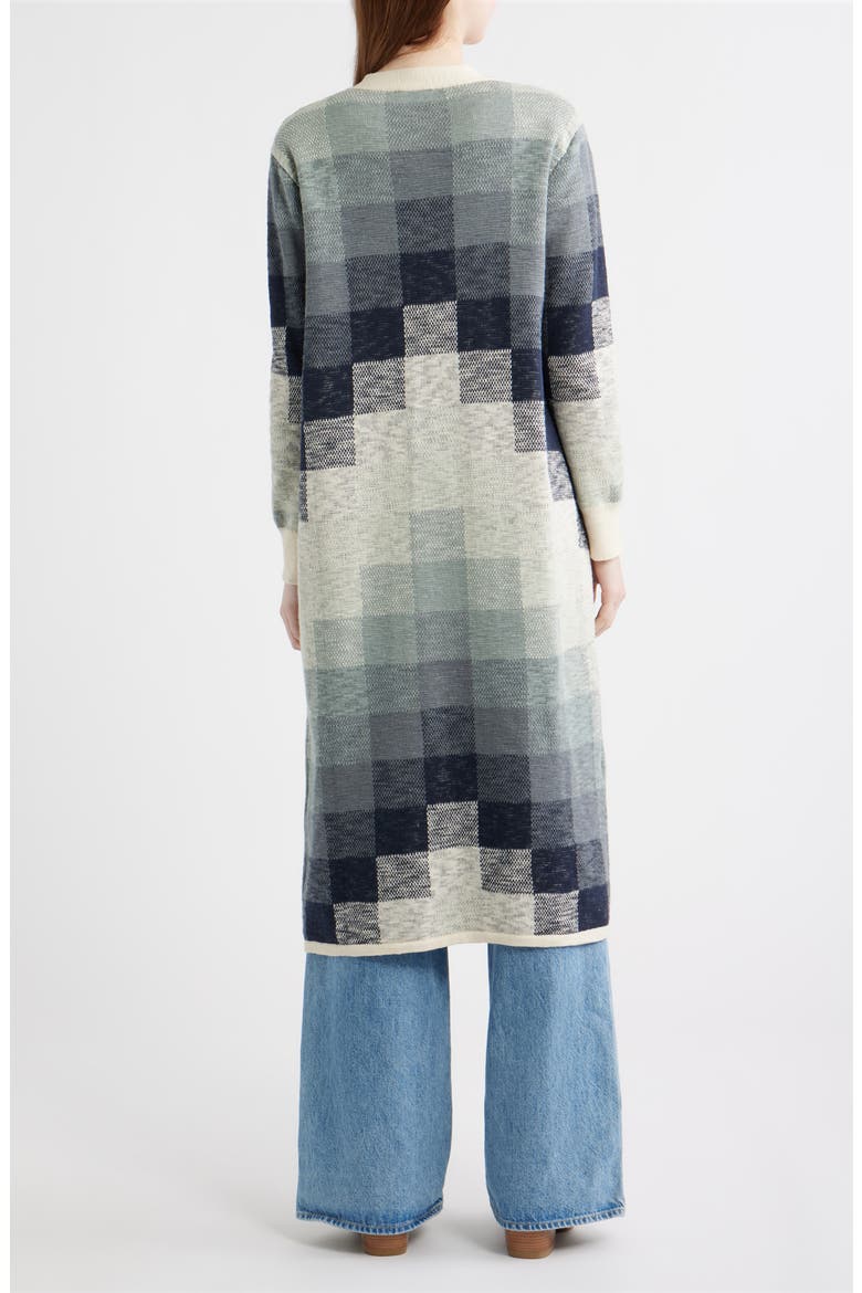 Cotton Duster Cardigan, Alternate, color, NAVY/ IVORY MULTI