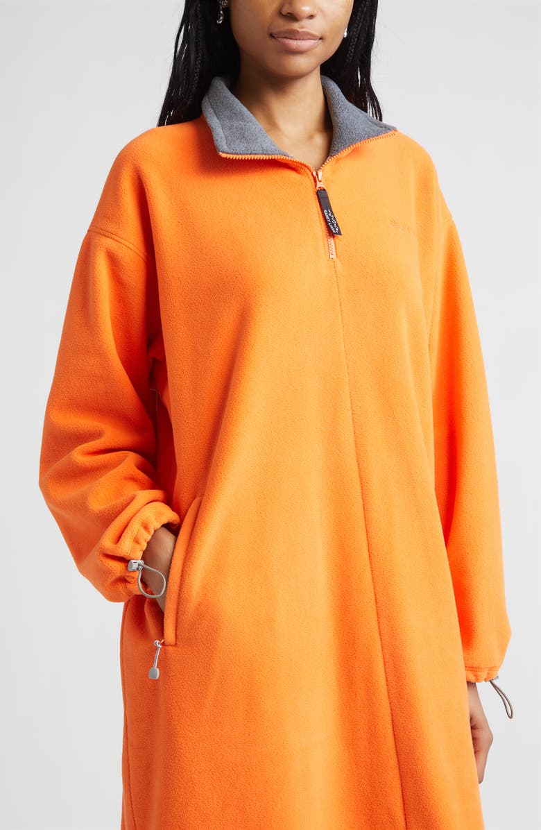 Sandy Liang Sloan Long Sleeve Fleece Half Zip Midi Dress, Alternate, color, Orange