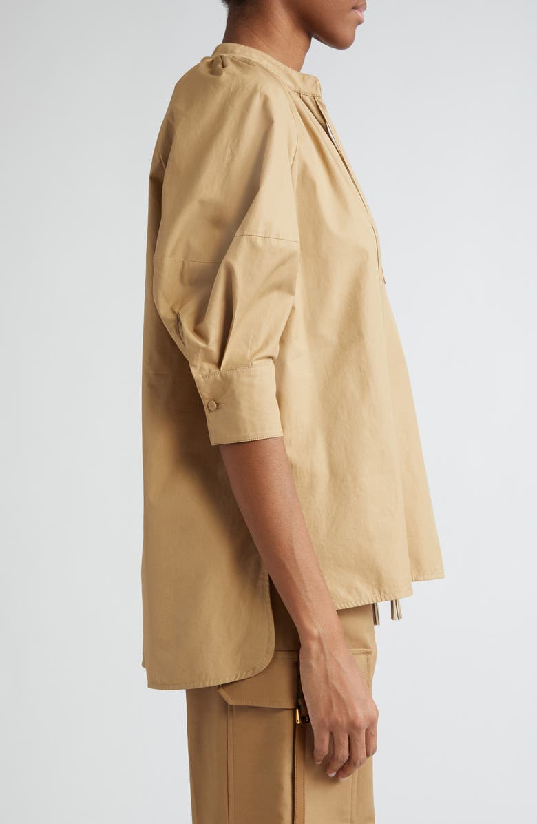 Max Mara Carpi Lantern Sleeve Cotton Poplin Top, Alternate, color,